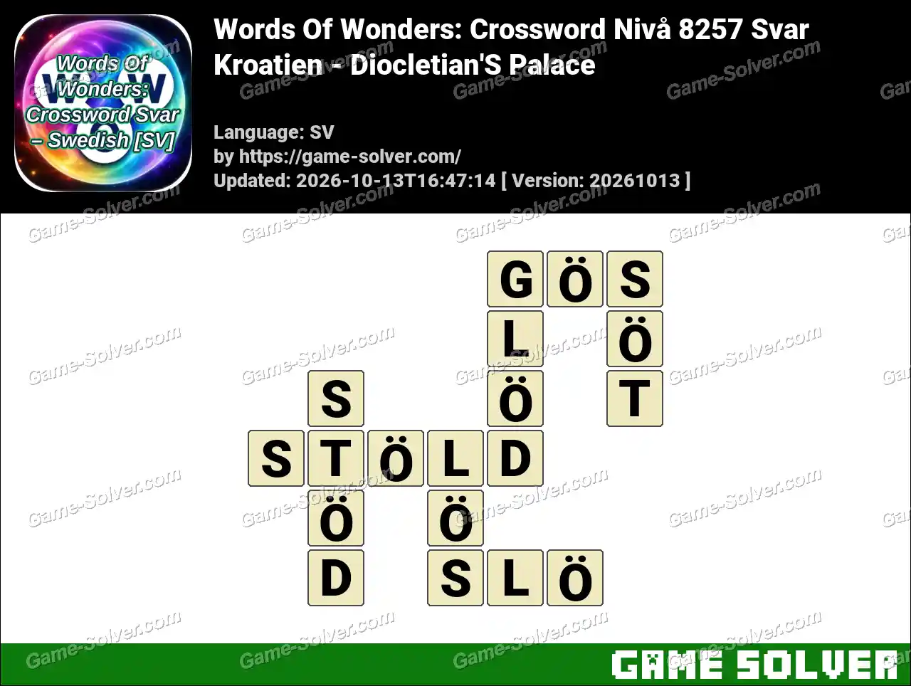 Words Of Wonders: Crossword Nivå 8257 Svar – Kroatien – Diocletian’S Palace